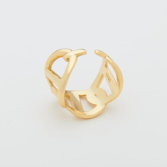 18K gold Vermeil Interlocking Gold Adjustable Ring - Picture 6 of 13